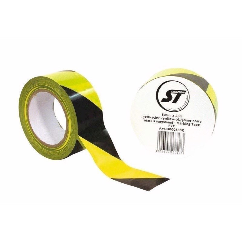 Advarselstape  50 Mm    33    Sort  Gul
