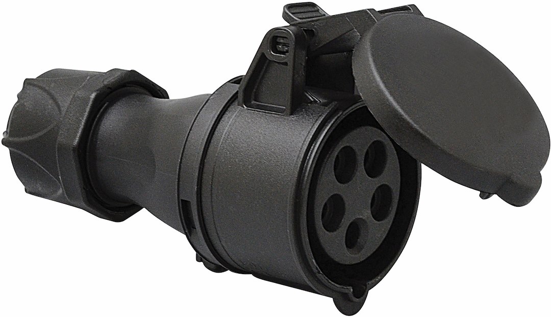 Cee 5p Mellemled 400v  -faset 16a Sort