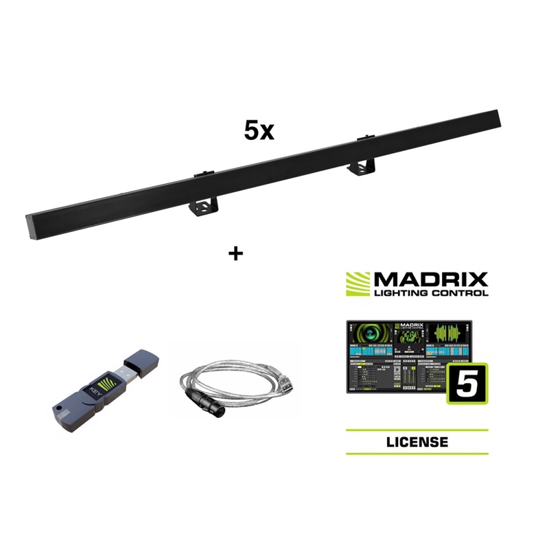 Eurolite Sæt: 5x Led Pr-100 32 Pixel Dmx Rail Bk   Madrix Software