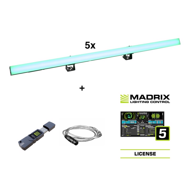 Eurolite Sæt: 5x Led Pr-100 32 Pixel Dmx Rail   Madrix Software