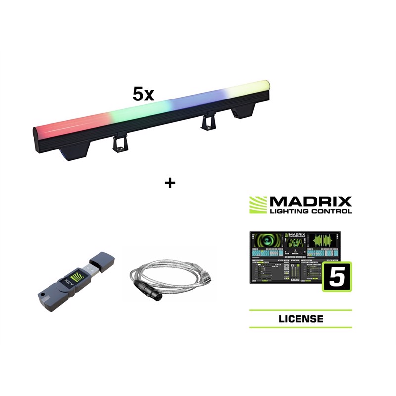 Eurolite Sæt: 5x Led Pt-100 32 Pixel Dmx Tube   Madrix Software