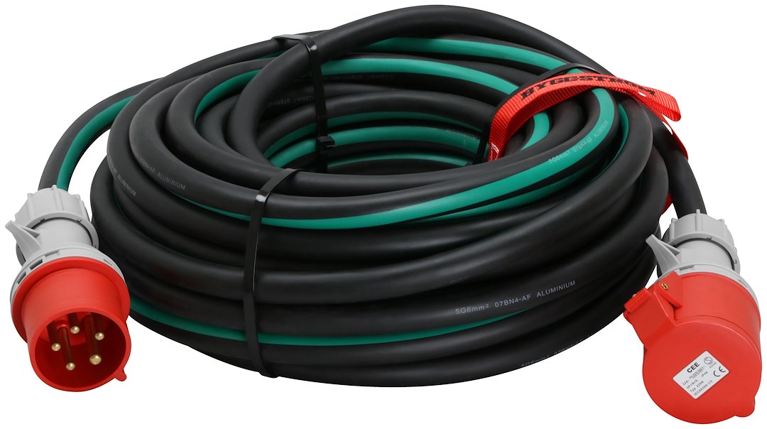 25m Cee Forlængerkabel 400v  -faset 32a Alu