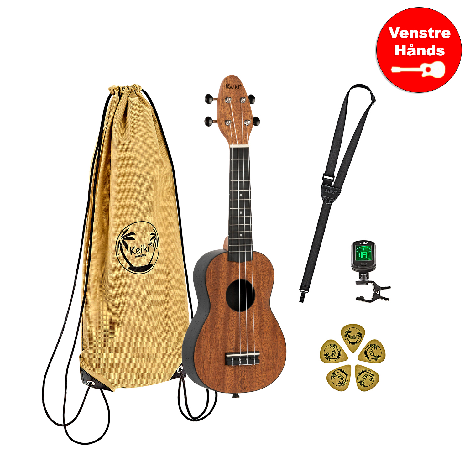 Ortega Keiki K2  Quot Mahogany Quot  Sopran Ukulele Pack Venstrehånds