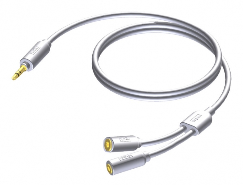Procab Cip705 Minijack   5mm Stereo Han Til 2xhun Kabel Hvid