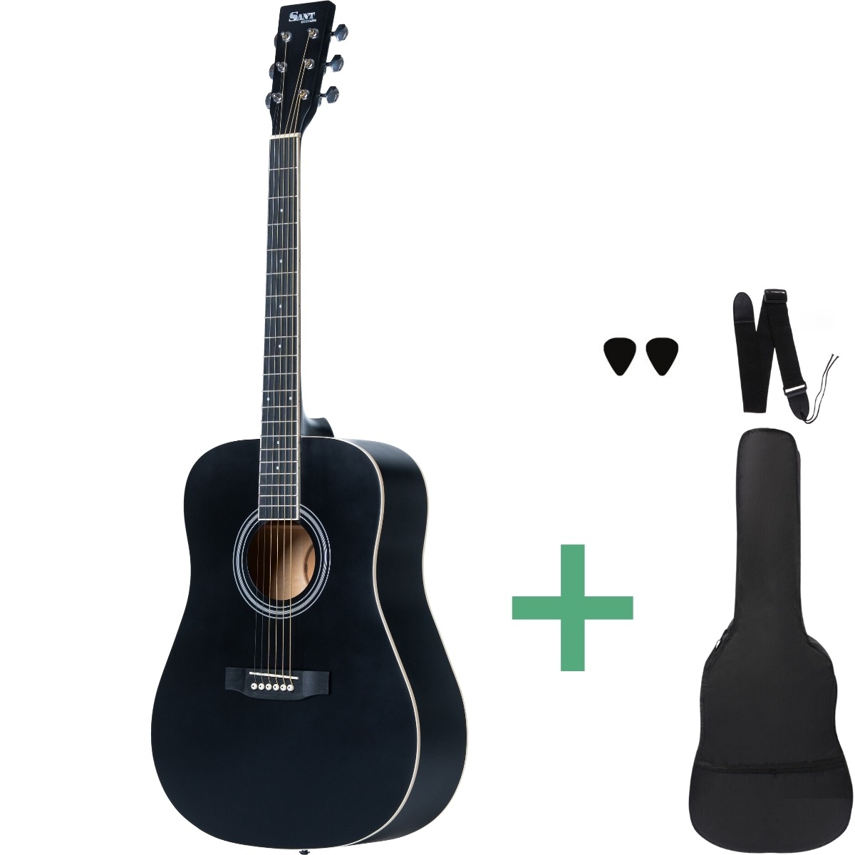 Sant Guitars Ac-84l Sbk Venstrehånds-western-guitar Satin Black