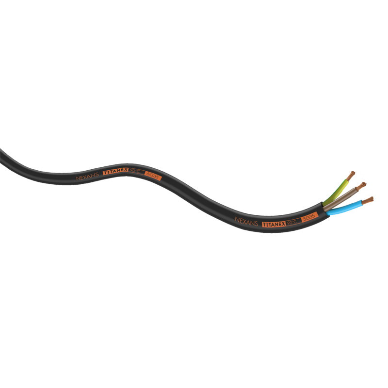 Titanex Neopren Kabel  Sort 100   På Rulle 3x     Mm