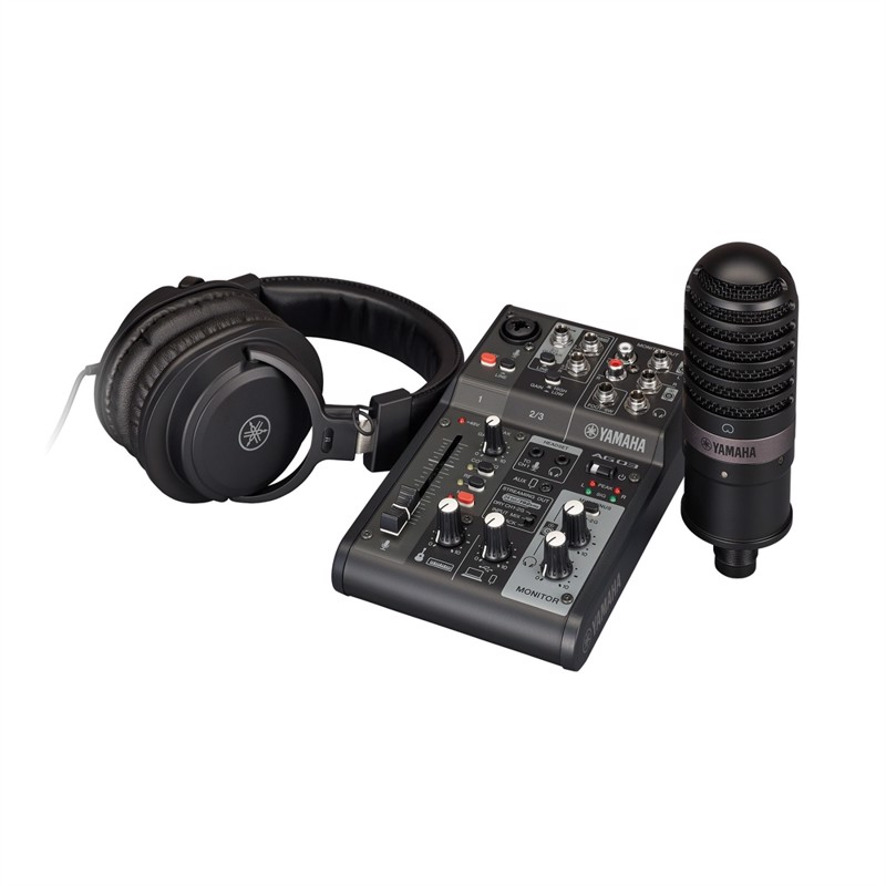 Yamaha Ag03mk2 Lspk Live Streaming-pakke: Ag03kk2 Ycm01-mikrofon Yh-mt1-hovedtelefoner  Sort